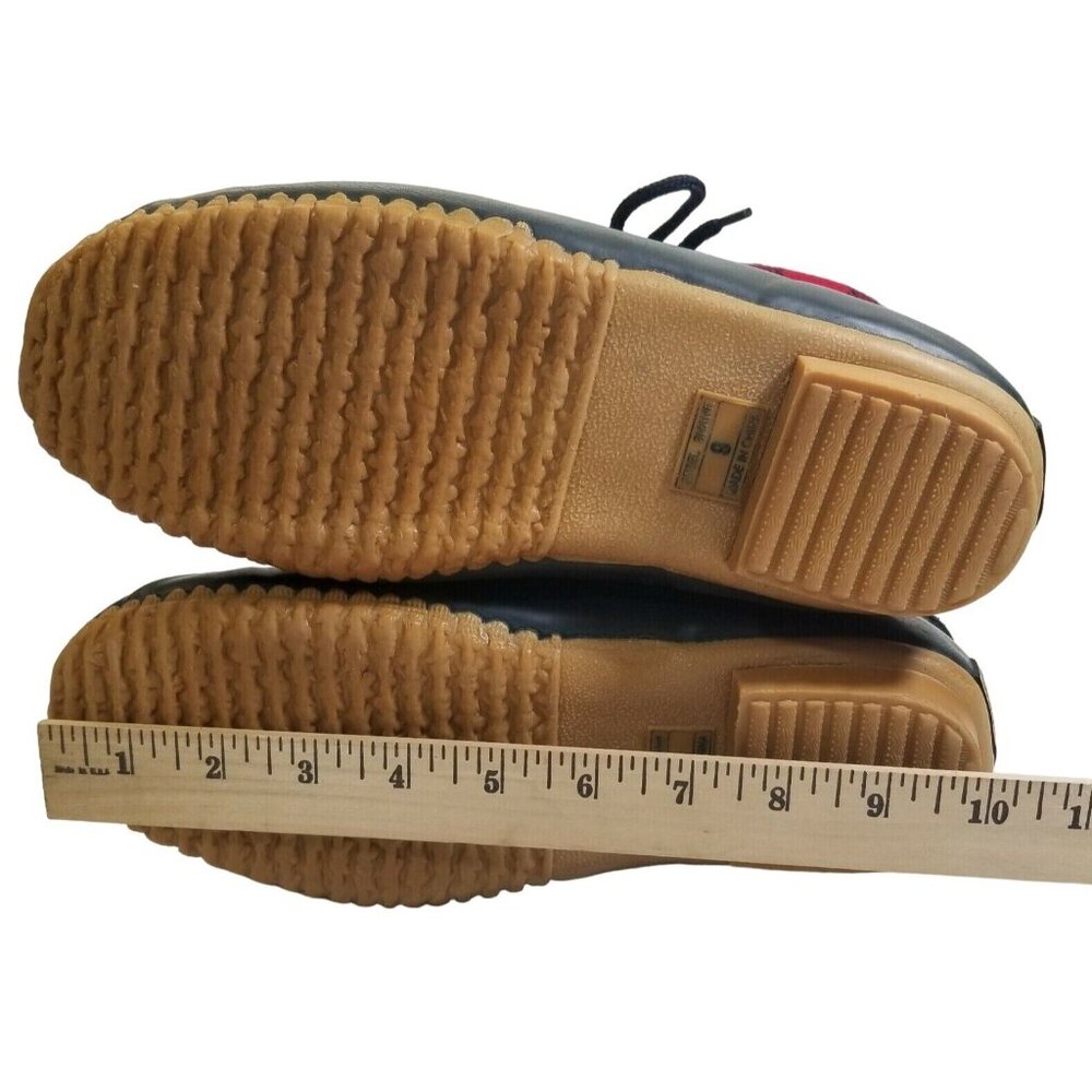 ✅Cobblestone Rubber and Leather Boots Womens Sz 9 Red Plaid Thermolite Insulated - Picture 3 of 12